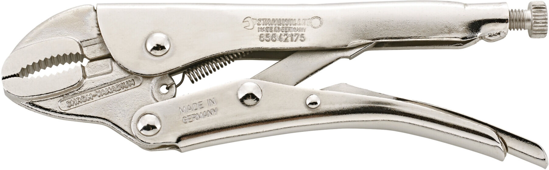 Stahlwille Gripzange L.145mm Kopf glanzvernickelt Griffe glanzvernickelt (65642145)