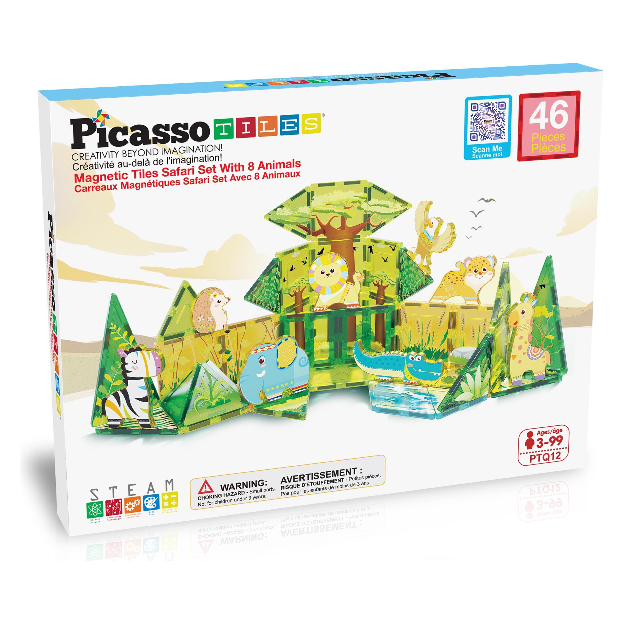 PicassoTiles Picasso Tiles - Safari themed set with 8 animals (46 pcs) (PTQ12) (PTQ12)