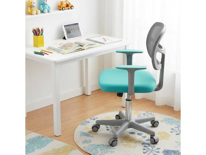 Chaise de bureau pour enfants, chaise d'ordinateur pour enfants avec hauteur réglable, turquoise