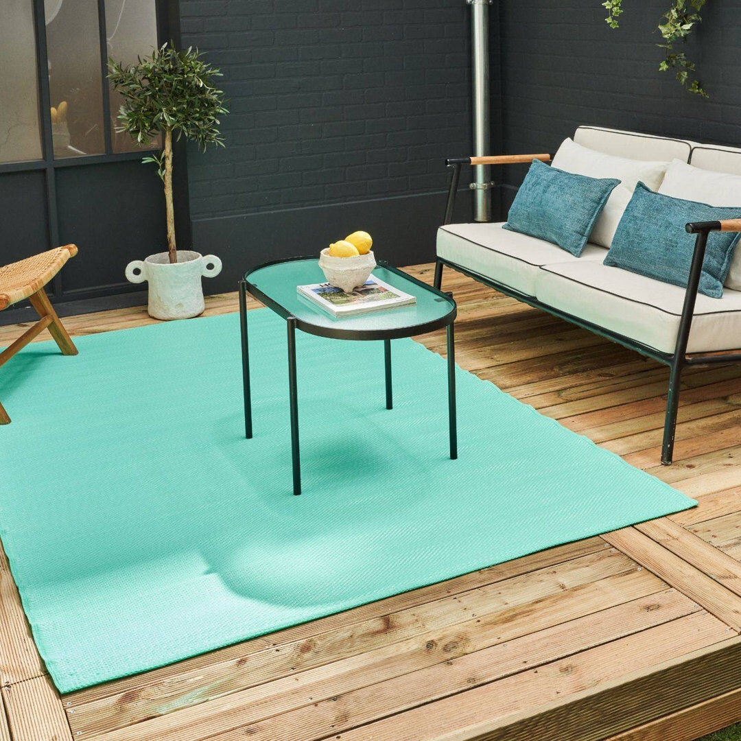 THE RUGS Urban Collection Outdoor Rug Plain Design in Turquoise Green Rectangle 150 x 220 cm
