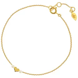 LEAF - ARMKETTE HERZ MIT PERLE - gold