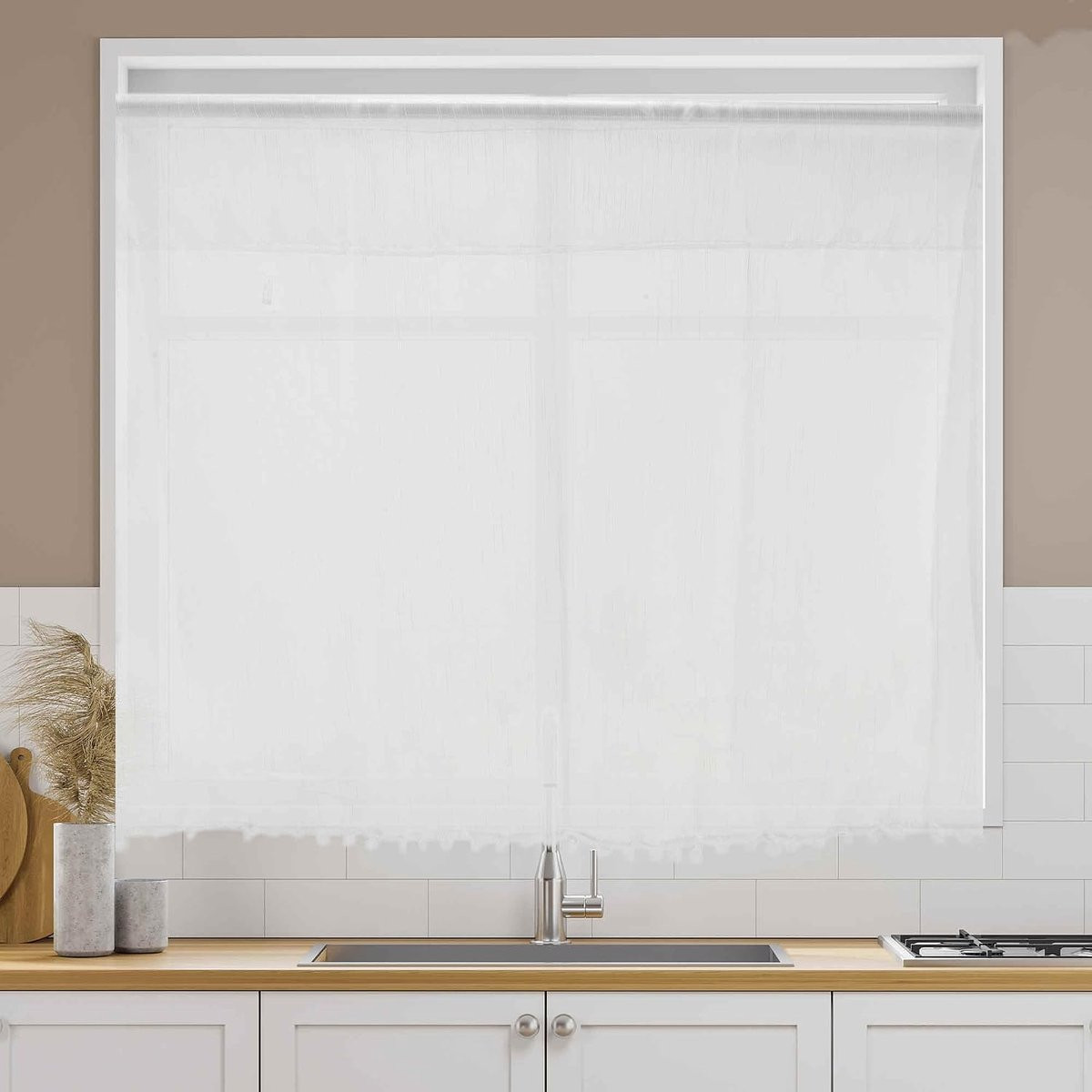 Semi-transparant keukengordijn voor badkamer en kelder, 1 stuk