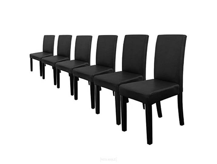 [en.casa] Esszimmerstühle Hamburg 6er Set Küchenstühle Kunstleder Polsterstuhl 89 x 43 x 54 cm Holzbeine Schwarz