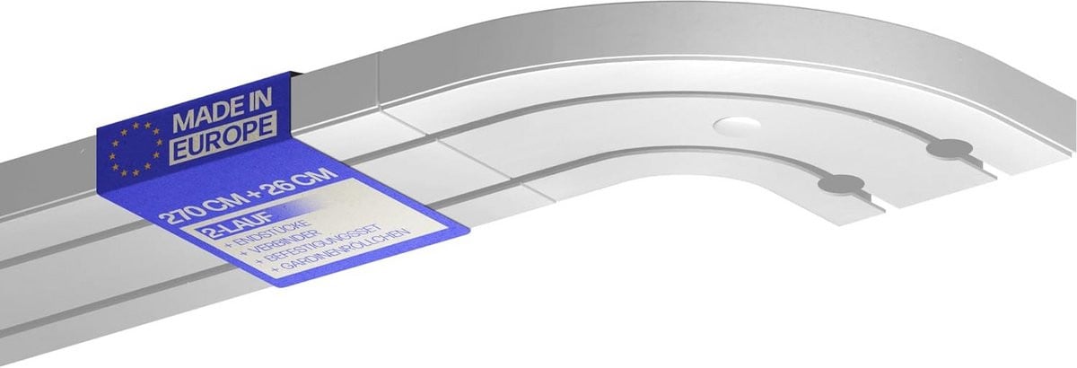 Curveigordijnrail tot 480 cm met 1 tot 3 lopen inclusief accessoires voor schuifgordijnen