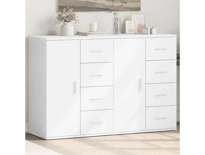 RJPLMFV Anrichte, weiß, 2-teilig, 59 x 39 x 80 cm, Holz, Ingenierie Aufbewahrung für Wohnzimmer, modernes Design, leicht zu reinigende Oberfläche, Wandbefestigung erforderlich