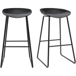 Design-Barhocker Schwarz mit Metallbeinen (2 Stk.) PEBBLE