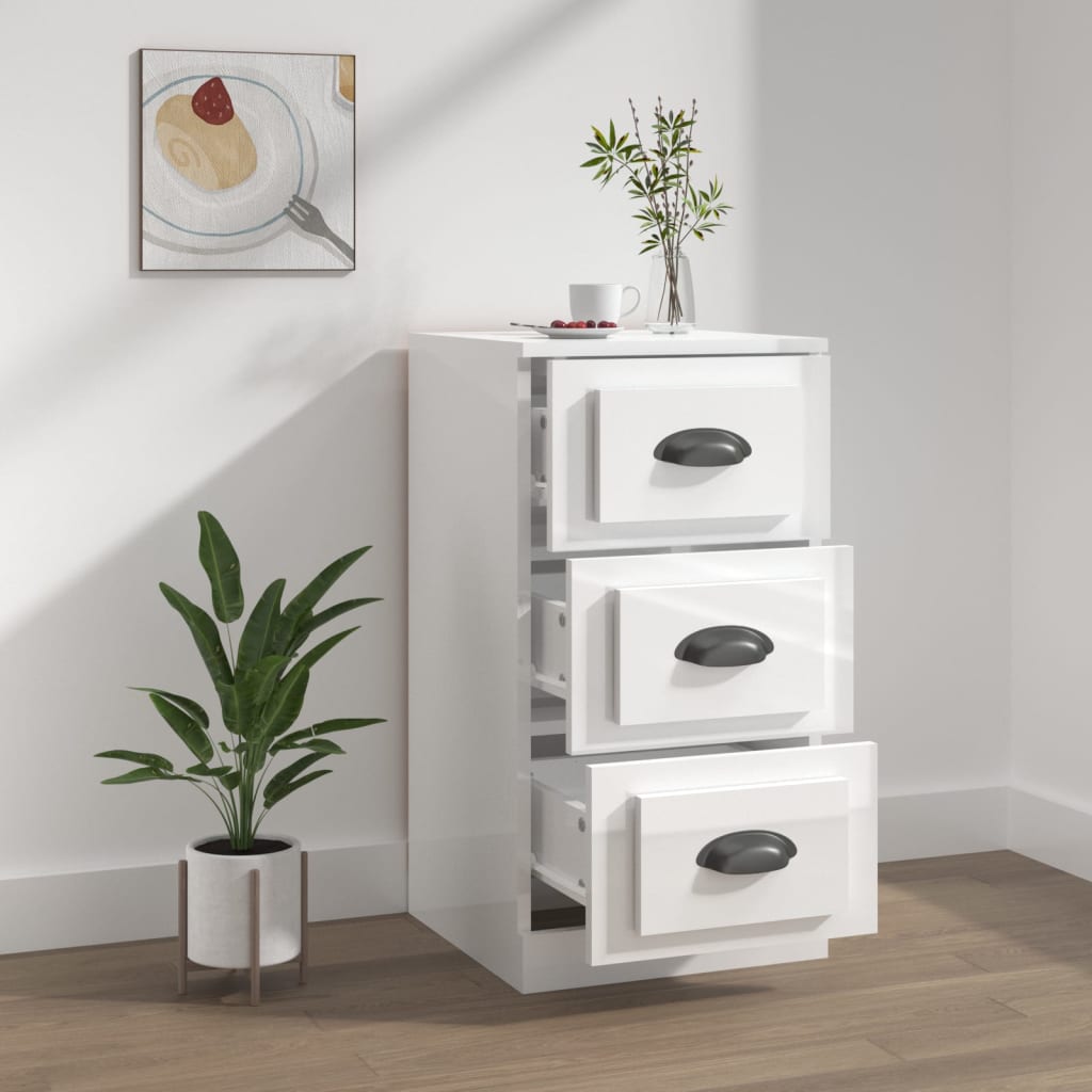 vidaXL Buffet blanc brillant 36x35,5x67,5 cm bois d'ingénierie