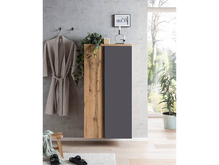 Armoire midi II 65 x 130 x 35cm Gris/Gris mat
