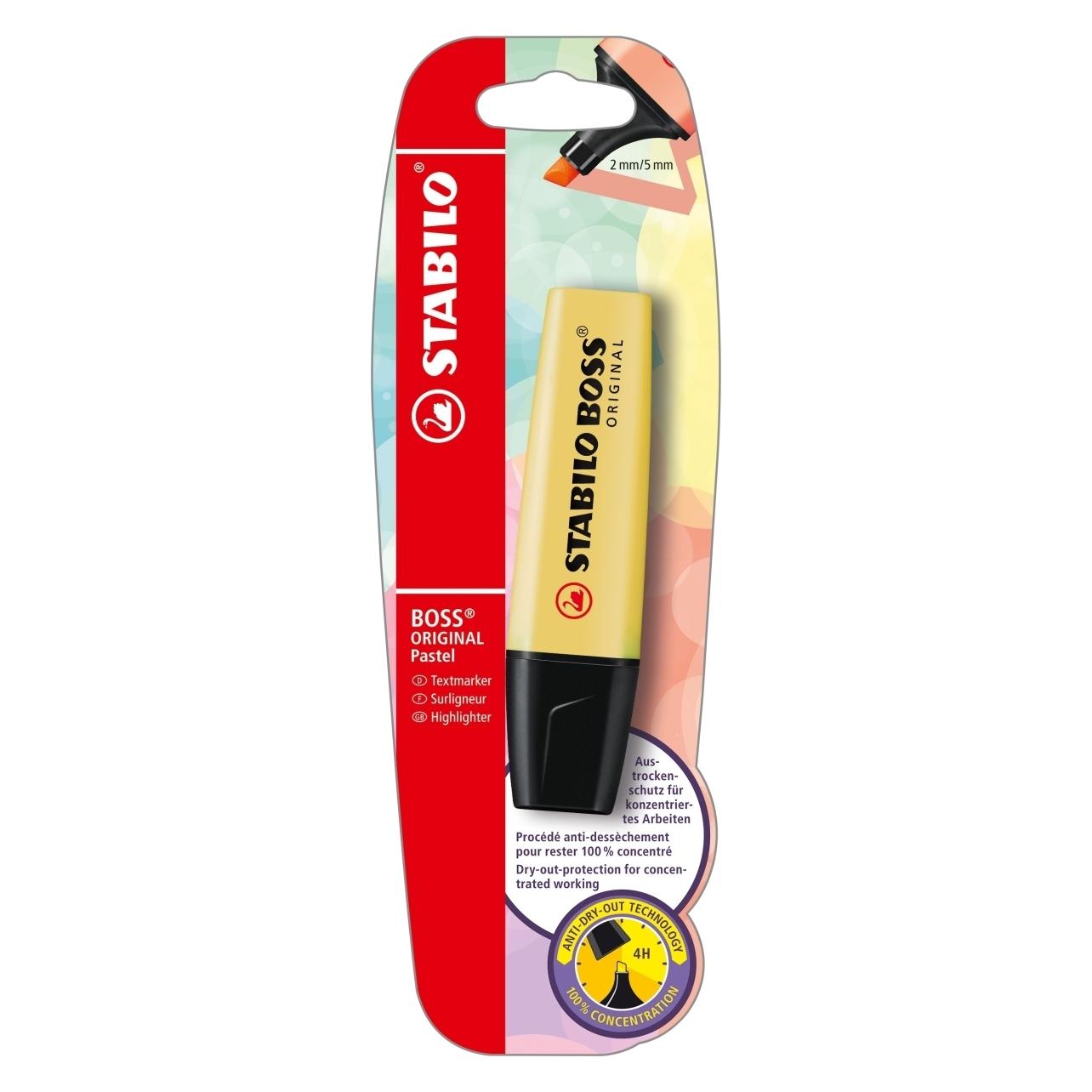 Stabilo Textmarker - BOSS ORIGINAL Pastel - Einzelstift - pudriges Gelb (1x) (B-50596-10)
