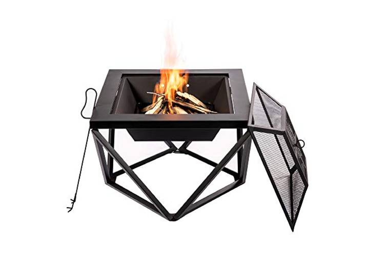 Teamson Home Tuin houtgestookte vuurplaats, outdoor houtkachel vuurplaats met deksel