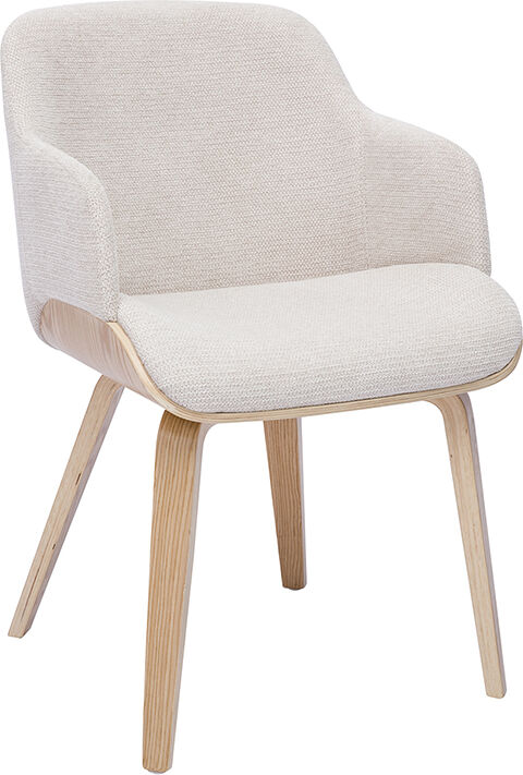 Miliboo Stuhl in beige Chenille-Stoff und hellem Holz EARL