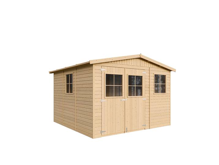 Holz Gartenschuppen - Abstellkammer mit Fenstern - H226x316x324 cm/9 m² Naturholz-Shiplap-Schuppen - Gartenwerkstatt - TIMBELA M335