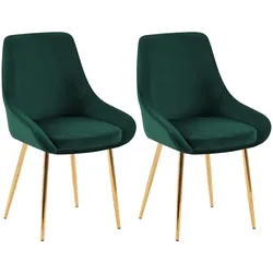 CLP 2er Set Esszimmerstuhl Elmira Samt gold   Farbe: grün, Material Gestell: Metall gold