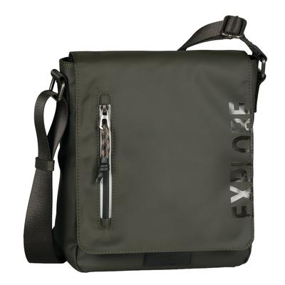 Umhängetasche CAMEL ACTIVE "Explore", Damen, Gr. B/H/T: 23,5cm x 27,5cm x 12cm, grün (khaki), Textil, bedruckt, beschichtet, clean, Taschen Umhängetasche, Unisex Schultertasche im Outdoor-Casual-Wear Look