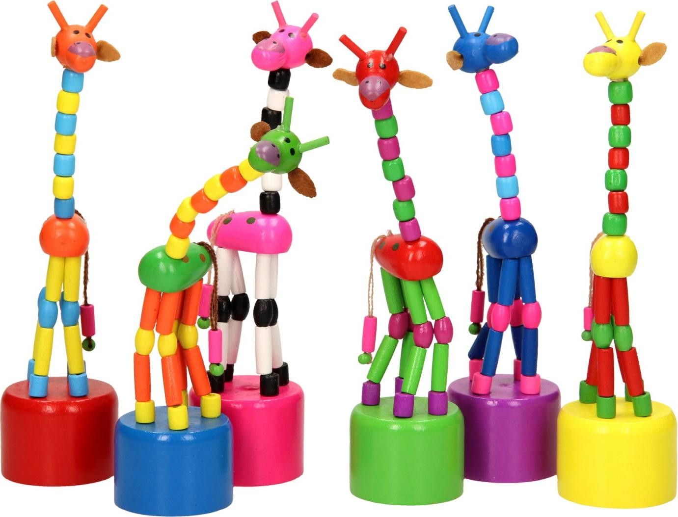 Gerkimex Playwood houten drukkop giraffe in verschillende kleuren