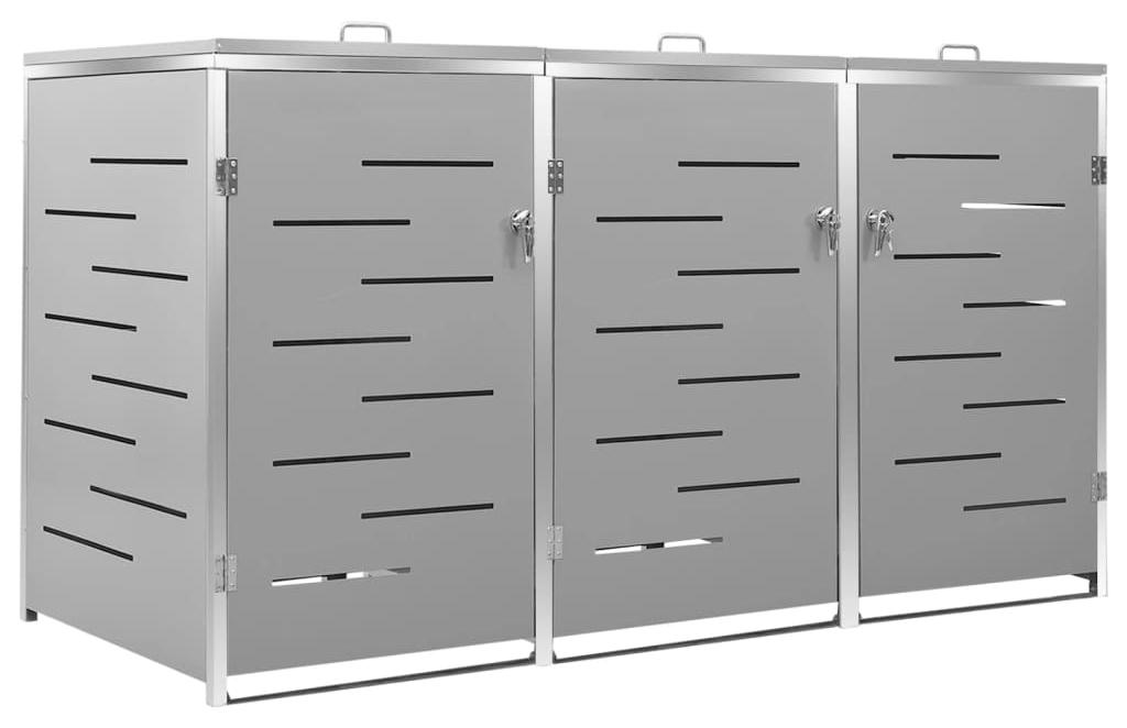 vidaXL Mülltonnenbox für 3 Tonnen 207x77,5x115 cm Edelstahl