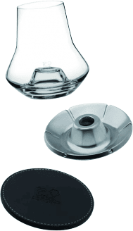 Peugeot Saveurs Verkostungs-Set - Whiskyglas + Ledersockel + Kühler - Ref 266097 - Peugeot