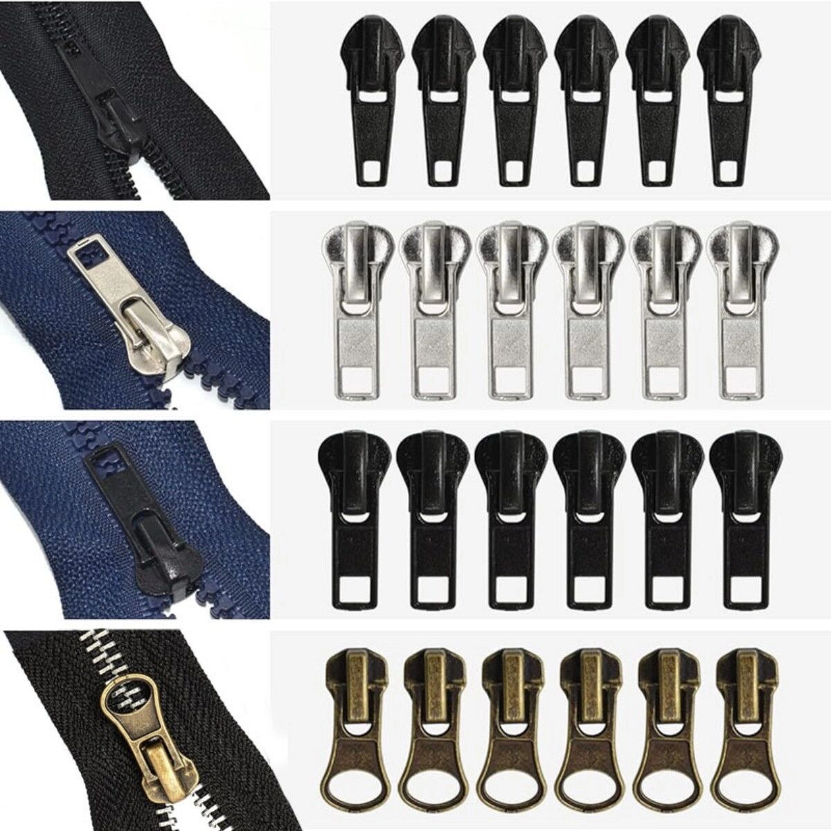 INF 84-teiliges Set gemischte Metall-Reißverschluss-Zipper für schnelle Reparaturen und Ersatzteile