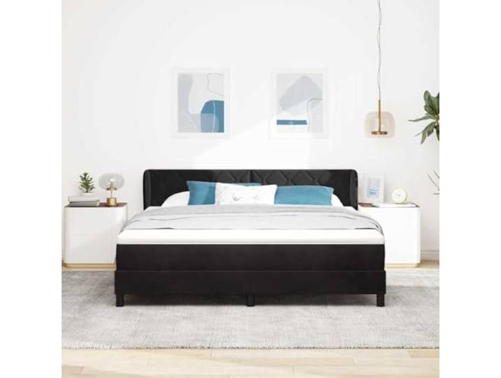 KTHLBRH Boxspringbett mit verstellbarem Kopfteil, Schwarz, 180 x 200 cm Weicher Samt, minimalistisches Design, inklusive Matratze, geeignet für moderne Zimmer