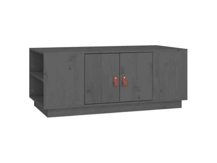 Roanoer Couchtisch Grau 100x50x41 cm Massivholz Kiefer Sofatisch Praktischer Wohnzimmertisch aus echtem Kiefernholz mit offenen Fächern für Zeitungen und Bücher.