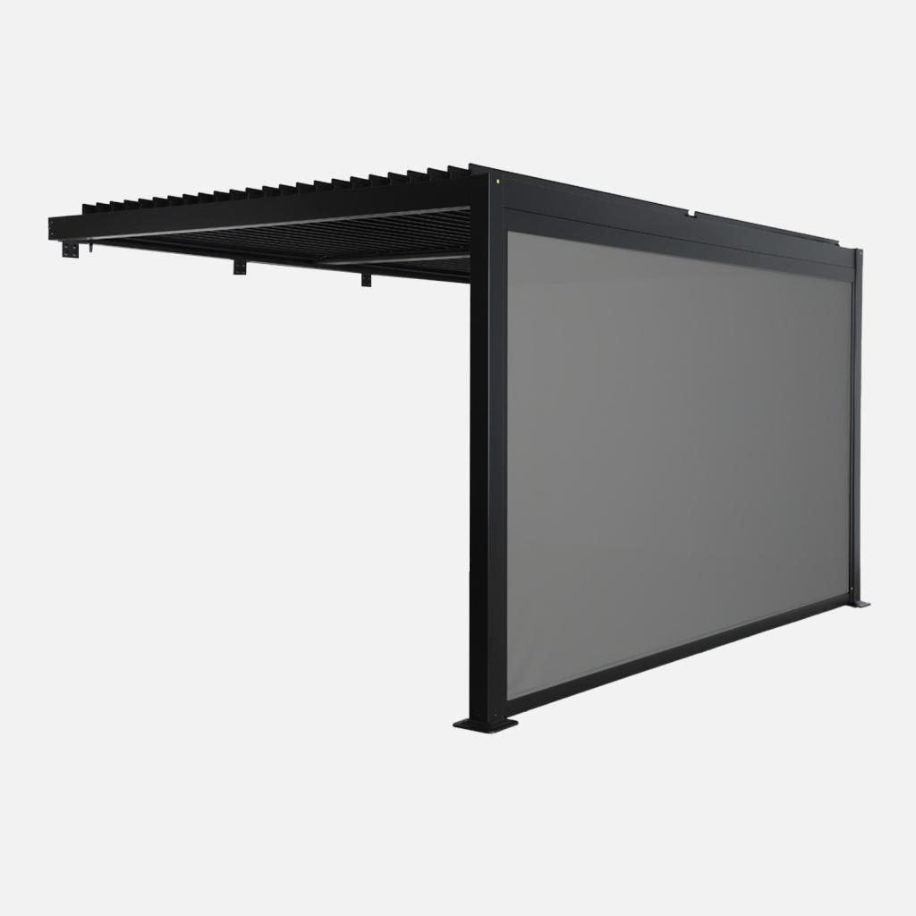 sweeek - Wand Pergola Palace 3x4m mit Lamellendach + 1 Markise 4m - Schwarz