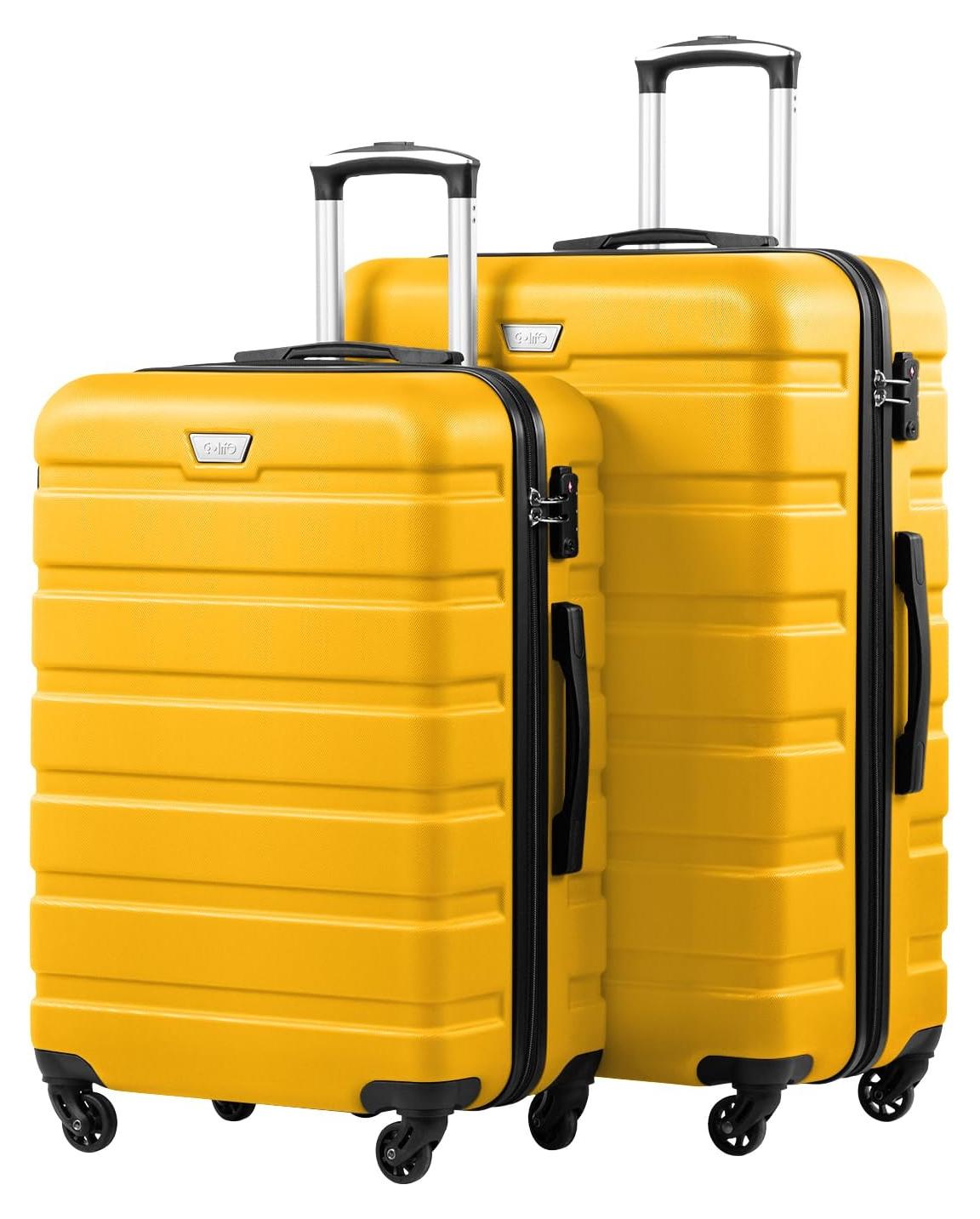 Hartschalenkoffer Reisekoffer Koffer-Set - 2-teilig (L + XL) - Zitronengelb - TSA-Schloss
