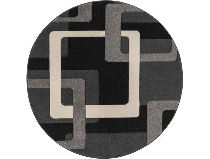 Teppich GOODPRODUCT Maxim Gr. 9, schwarz, H:13mm Ø:140cm, Kunstfaser, Teppiche, Teppich, Hoch-Tief-Effekt, Kurzflor, 3D-Design, Kundenliebling