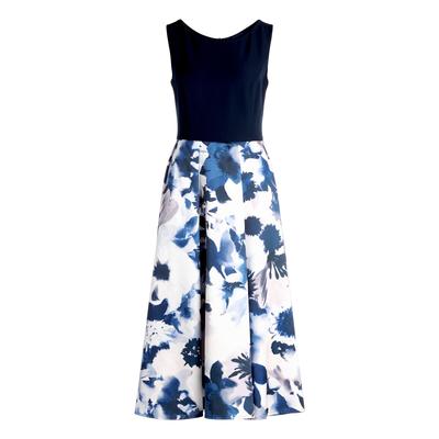 Cocktailkleid VERA MONT "Damen mit ausgestelltem Rock", Damen, Gr. 36, Normalgrößen, patch dunkelblau, dunkelblau, Obermaterial: 100% Polyester. Futter: 100% Polyester, ausgestellt kurz, Rundhals, Kleider