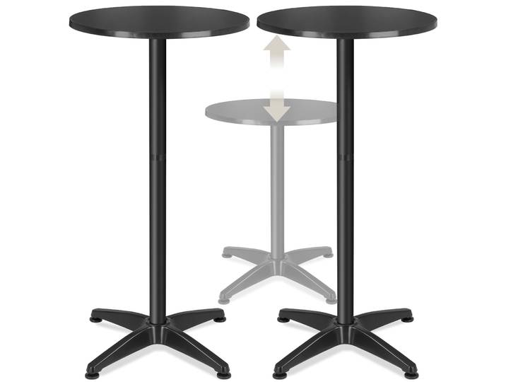 Aluminium-Bistrotisch Ø 60 cm, klappbar, höhenverstellbar - schwarz