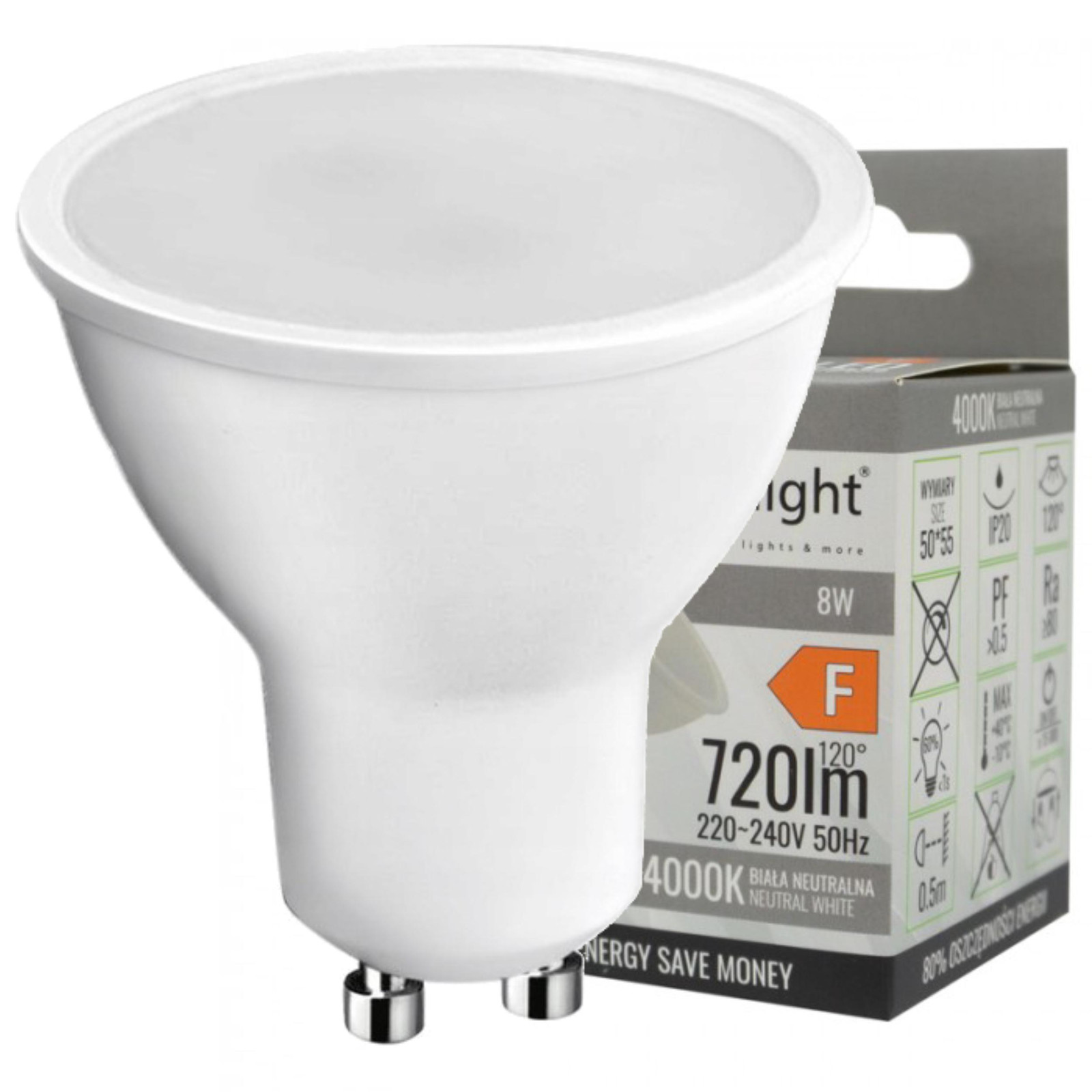 Eco Light LED-lamp GU10 8W 4000K 720lm