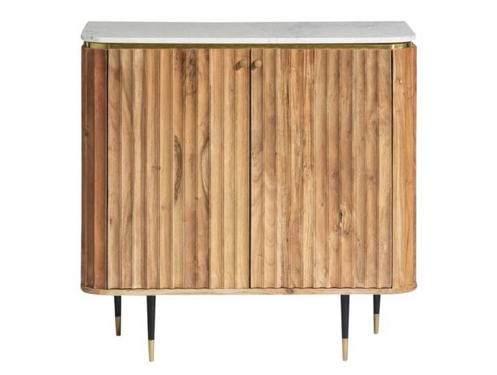 Petit buffet en bois d'acacia et marbre blanc Judith