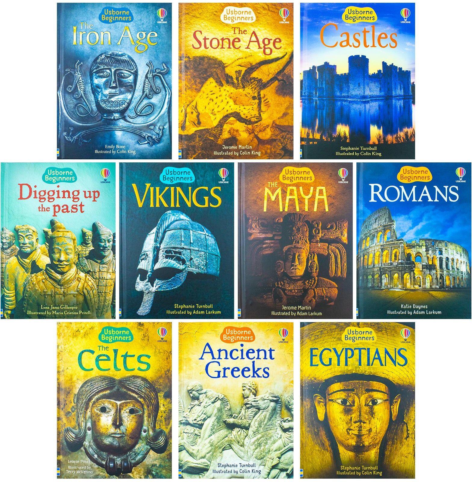 Usborne Beginners History 10 Books Collection Box Set   Educational History Books for Children - Stone Age Iron Age - HARDCOVER