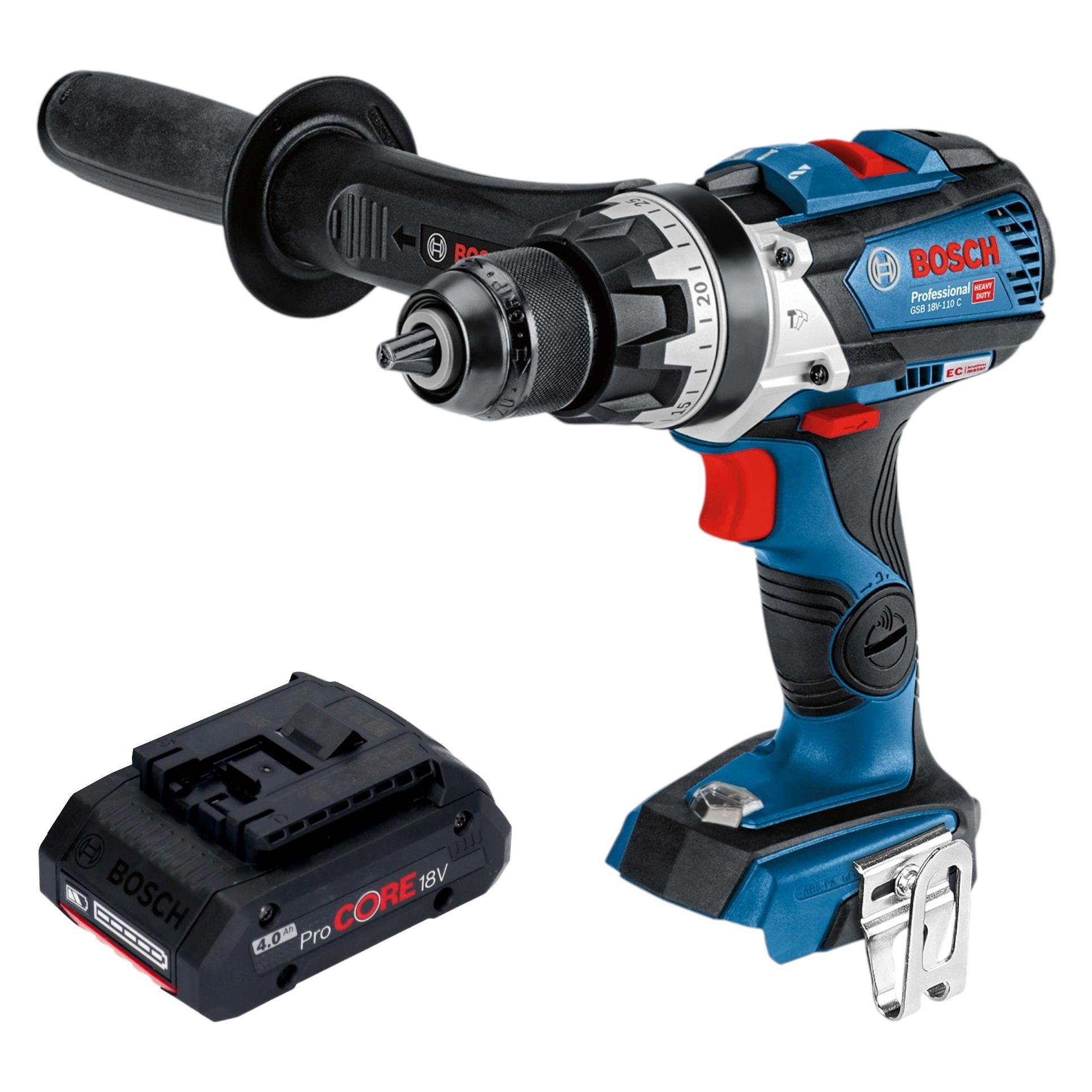 Bosch Professional Bosch GSB 18V-110 C Professional Akku Schlagbohrschrauber 18 V 110 Nm Brushless + 1x ProCORE Akku (Schlagbohrschrauber) (06019G0309)