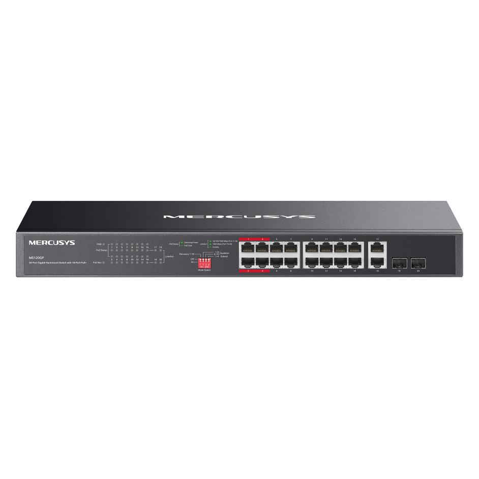 TP-Link Mercusys MS120GP / Switch / 20x GLAN / 2x SFP / 192W (20 Ports) (MS120GP)