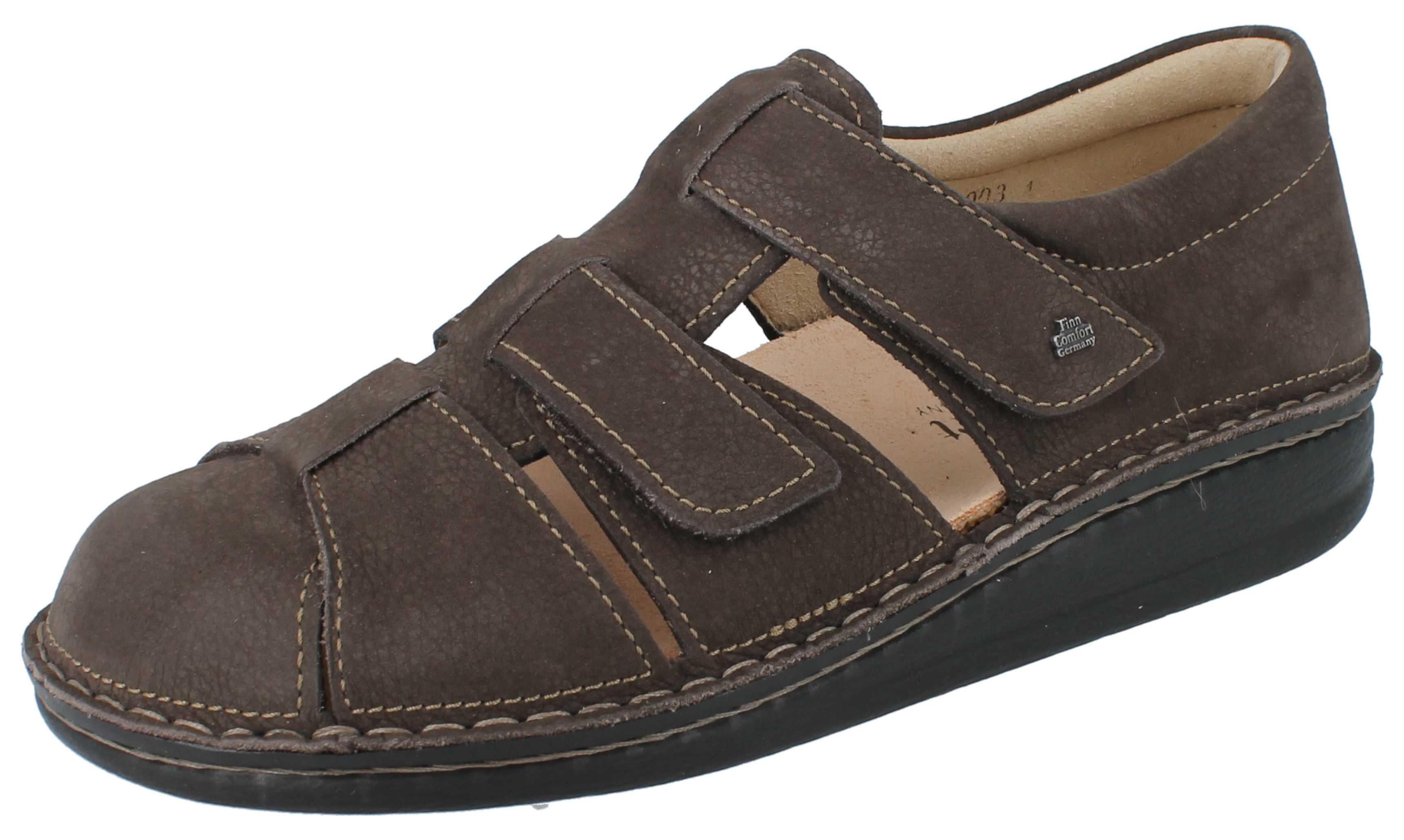 FINN COMFORT Athos Herren Sandale dunkelbraun Nubukleder - Größe: 45