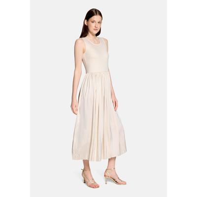 Sommerkleid VERA MONT "Damen mit Plissee", Damen, Gr. 38, Normalgrößen, Stoff, beige (bright gardenia), Stoff, Obermaterial: 100% Polyester, ausgestellt lang, Rundhals, Kleider Sommerkleid