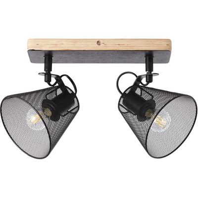 BRILLIANT Deckenstrahler "Whole", schwarz (schwarz, holzfarbend), 2, H: 20cm, 1 Stk., Leuchten, 20 x 37 x 14 cm, E14, max. 40 W, schwenkbar, Metall/Holz, Deckenstrahler