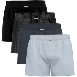 Seidensticker Herren Web-Boxershorts, 4er Pack - Boxer 4-Pack, Baumwolle, Logo Schwarz/Blau / M