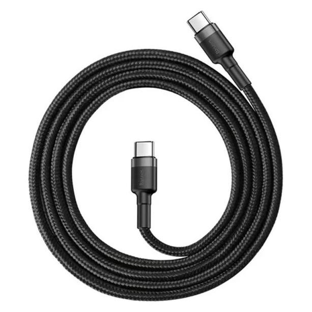 Baseus - (2 pack) Data Cable Cafule (E0418500) - USB-C to USB-C, 60W, 2m - Black / Grey (2 m, 60 W) (65826141)