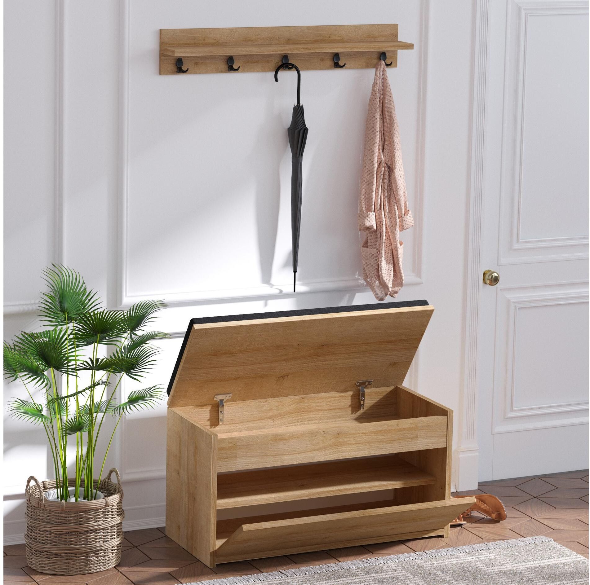Garderobenständer WOODY FASHION "Woody Boby 2-er Set, Nature", beige (nature), B:80cm H:42cm T:35cm, Garderobenständer, Garderobenständer nature Einheitsgröße