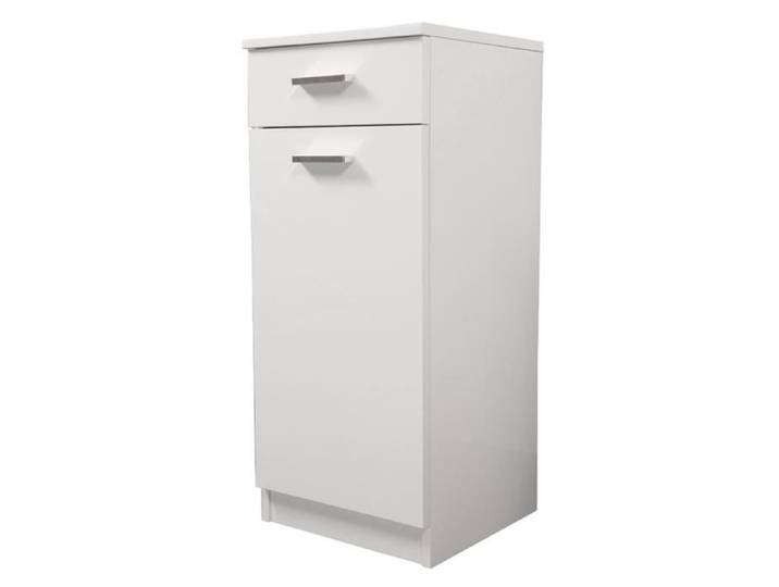 Armoire polyvalente - CLASSIC - Blanc Brillant - Porte et tiroir - Fermeture lente