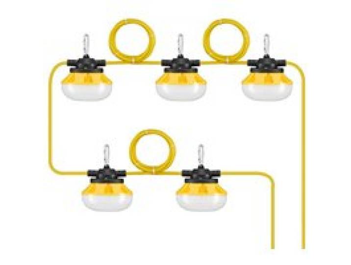 VEVOR Guirlande Lumineuse Chantier 15,24 m 5 Ampoules LED Connectables 5000 K 50 W 5000 lm Étanche IP65 Crochets de Suspension, pour Chantier de Construction, Éclairage Temporaire Intérieur Extérieur