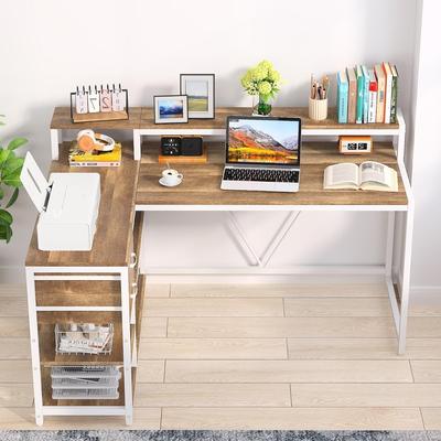 Envelor Tribesigns Reversible L-Shaped Desk, Industrial Corner Desk with Drawer & Shelves