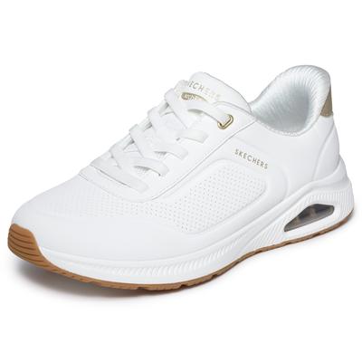 Slip-On Sneaker SKECHERS "ARCH FIT UNO", Damen, Gr. 38, weiß, Lederimitat, Schuhe, Schlupfschuh, Halbschuh, Freizeitschuh mit Slip ins, Topseller