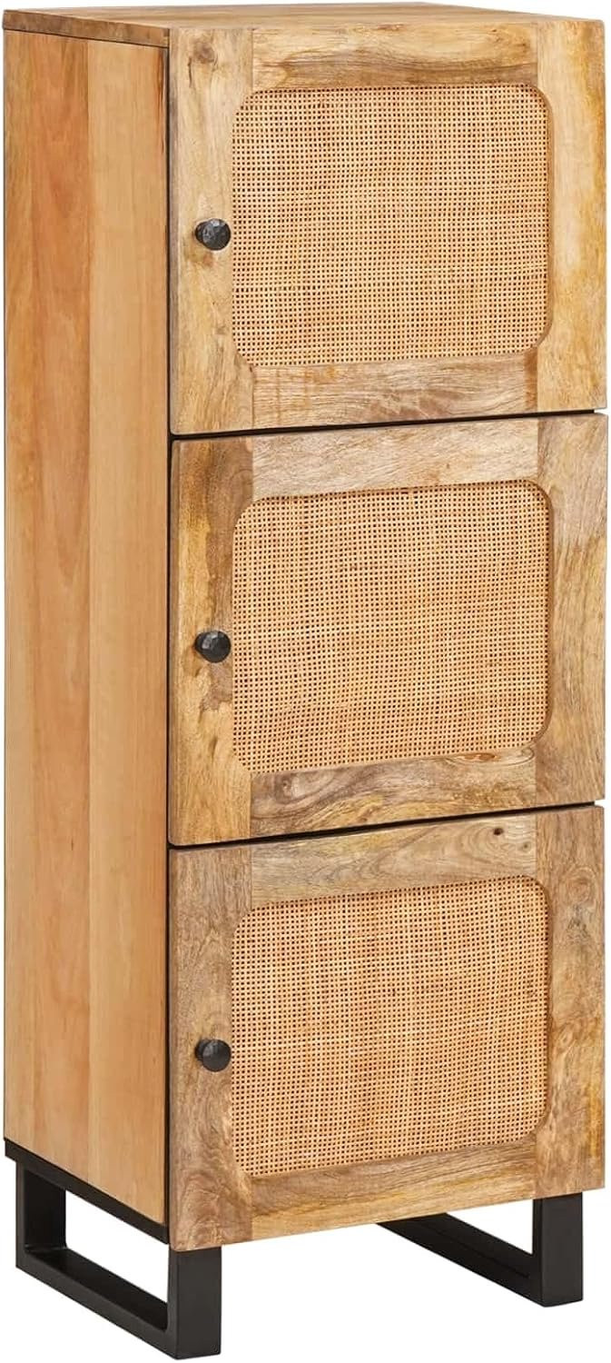 PUGYNBK Highboard van massief mangohout in bruin, B/D/H: 90 x 33 x 75 cm