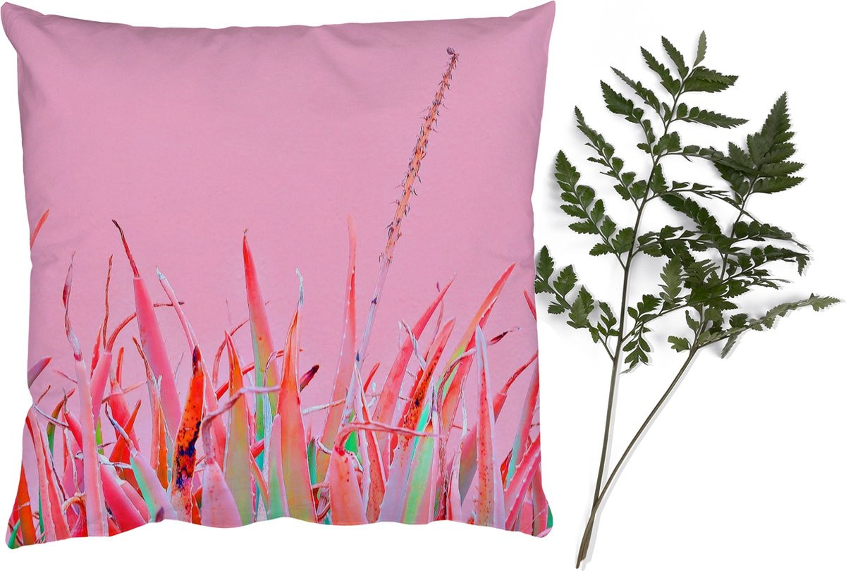 PillowMonkey Sierkussen met Zomerse Planten in Pastel - 50 x 50 cm