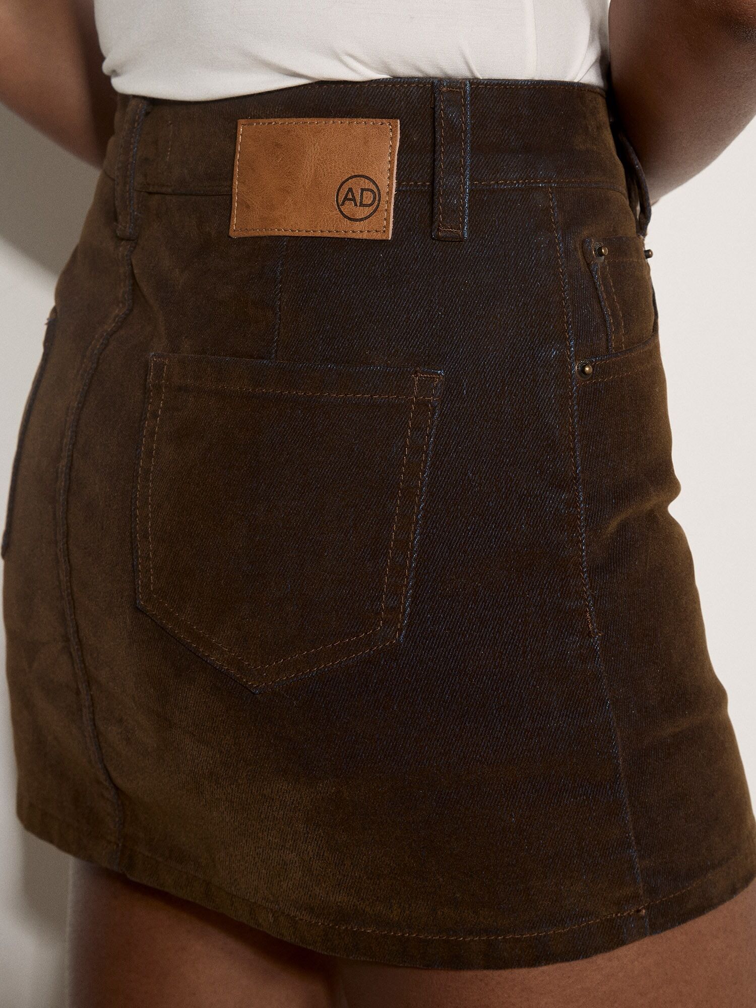 Minirock APRICOT "Skort aus Samt-Denim", Damen, Gr. S, braun, Denim, , Modisch, normal, Röcke Minirock, mit Taschen