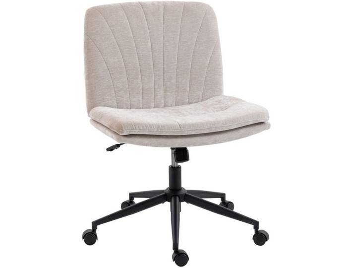 Okwish Drehstuhl 62/67/83-93 cm Beige aus Chenille mit Wippfunktion, 67x93x62 cm, Büromöbel, Bürostühle, Drehstühle