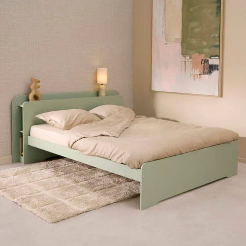 NOUS Living Rumble bed met nachtkastje van massief hout, 140 x 200 cm