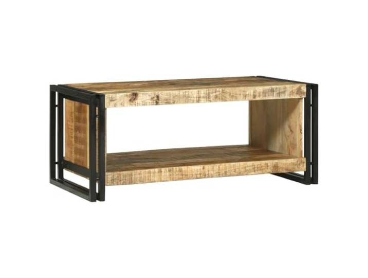 IBUQDDV Couchtisch Braun 90 x 50 x 38 cm Massivholz Mango Metallgestell Massivholz Mango, stabiles Metallgestell, integrierter Stauraum, minimalistischer Look, einfacher Aufbau, für den